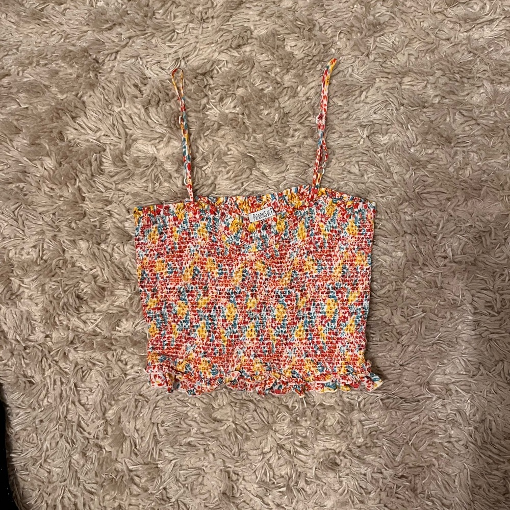 SHEIN Pink and Orange Smocked Crop Camisole